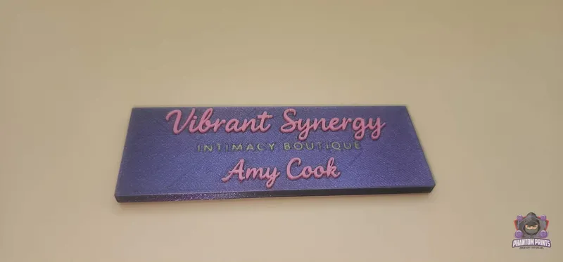 A custom 3D-printed business branding piece